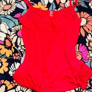 Elegant Red Camisole with Floral embroidery